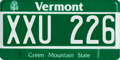 VT license plate XXU226