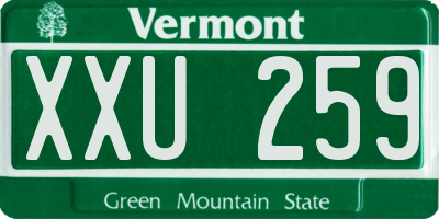VT license plate XXU259