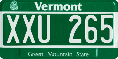 VT license plate XXU265