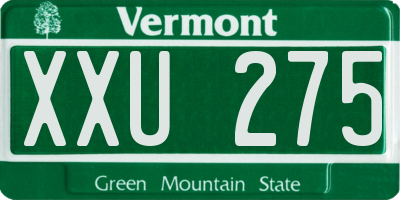 VT license plate XXU275