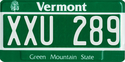 VT license plate XXU289
