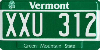 VT license plate XXU312