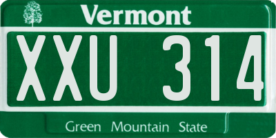 VT license plate XXU314