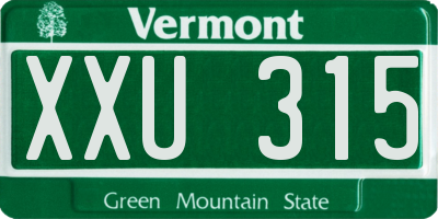 VT license plate XXU315