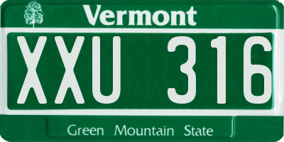 VT license plate XXU316