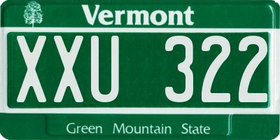 VT license plate XXU322