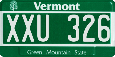 VT license plate XXU326