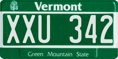 VT license plate XXU342