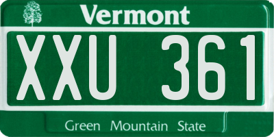 VT license plate XXU361
