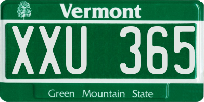 VT license plate XXU365