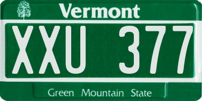 VT license plate XXU377