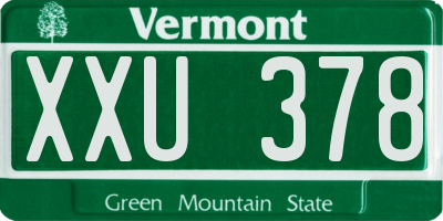 VT license plate XXU378