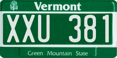 VT license plate XXU381