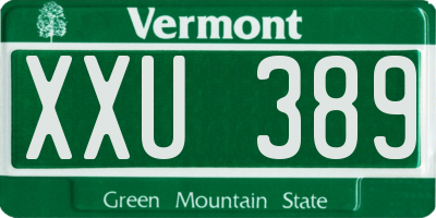 VT license plate XXU389
