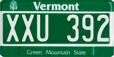 VT license plate XXU392
