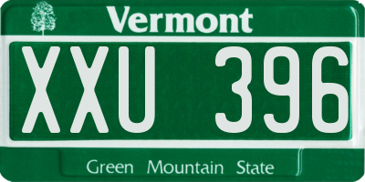VT license plate XXU396