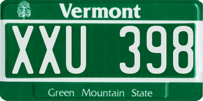 VT license plate XXU398