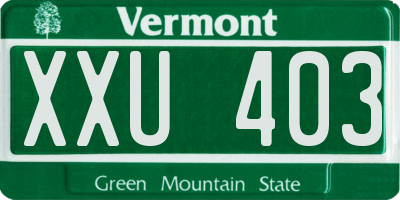 VT license plate XXU403
