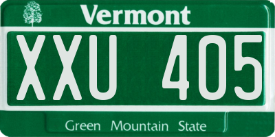 VT license plate XXU405