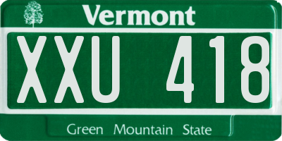 VT license plate XXU418