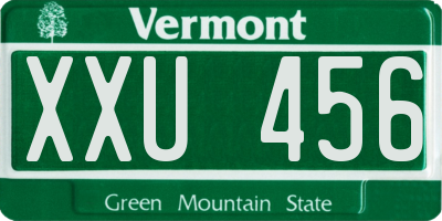 VT license plate XXU456