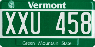 VT license plate XXU458