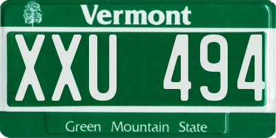 VT license plate XXU494