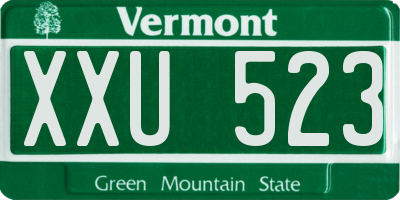 VT license plate XXU523