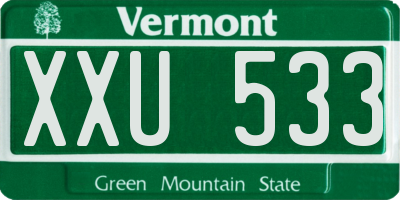 VT license plate XXU533