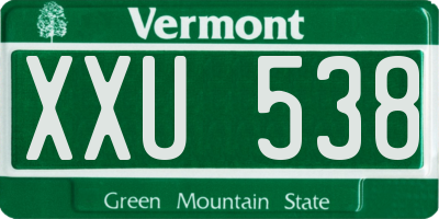 VT license plate XXU538