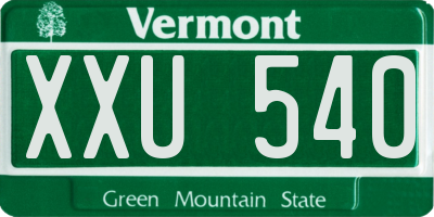 VT license plate XXU540
