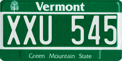VT license plate XXU545