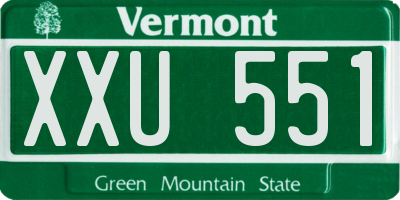 VT license plate XXU551
