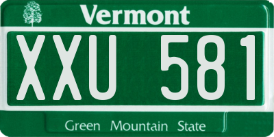 VT license plate XXU581