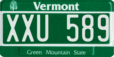 VT license plate XXU589