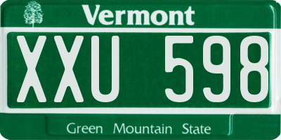 VT license plate XXU598
