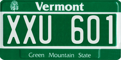 VT license plate XXU601
