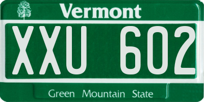 VT license plate XXU602