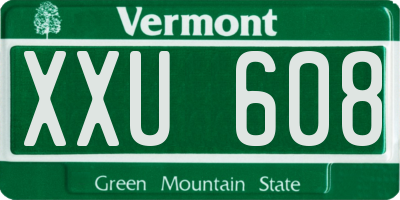 VT license plate XXU608
