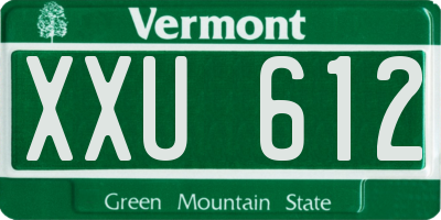 VT license plate XXU612
