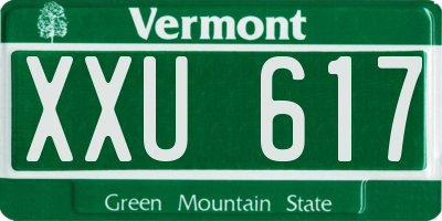 VT license plate XXU617