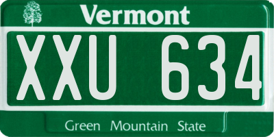 VT license plate XXU634