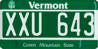 VT license plate XXU643