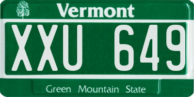 VT license plate XXU649