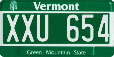 VT license plate XXU654