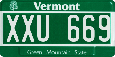 VT license plate XXU669