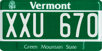 VT license plate XXU670