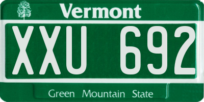 VT license plate XXU692
