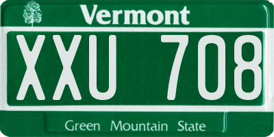 VT license plate XXU708