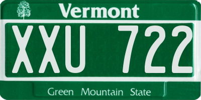 VT license plate XXU722